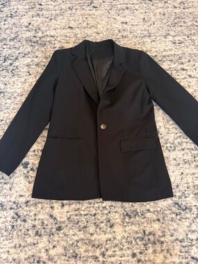 Women's Black Single-Button Tailored Blazer